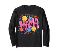 Gráfico Retro de Mama Happy Face con Letra de Goteo, Linda mamá Manga Larga
