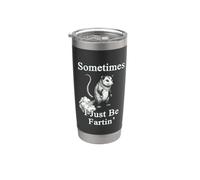 Gráfico retro de mamíferos basura con texto en inglés «Sometimes I Be Fartin' Opossum» Vaso térmico de acero inoxidable de doble pared