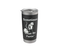 Gráfico retro de mamíferos basura con texto en inglés «Sometimes I Be Fartin' Opossum» Vaso térmico de acero inoxidable de doble pared