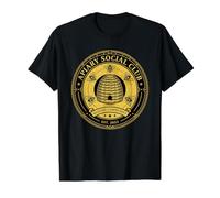 Gráfico Retro de Naturaleza Retro de Apiary Social Club con Forma de Colmena Camiseta gráfica económica, Hombre, Negro, XL