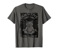 Gráfico retro de Pawsitive Vibes Only con diseño de gato meditando y gatito Camiseta