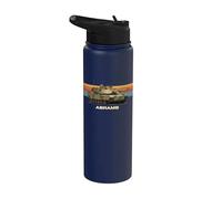 Gráfico retro de puesta de sol sin mangas M1 Abrams Stainless Steel Insulated Water Bottle