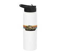 Gráfico retro de puesta de sol sin mangas M1 Abrams Stainless Steel Insulated Water Bottle