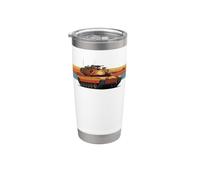 Gráfico retro de puesta de sol sin mangas M1 Abrams Vaso térmico de acero inoxidable de doble pared