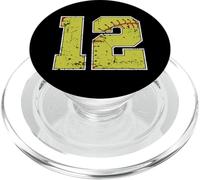 Gráfico retro de puntada de sóftbol número 12 PopSockets PopGrip para MagSafe