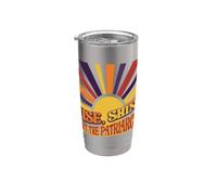 Gráfico retro de Rise Shine Fight the Patriarchy Sunburst Vaso térmico de acero inoxidable de doble pared