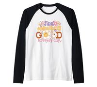 Gráfico Retro Find Something Good Every Day Camiseta Manga Raglan