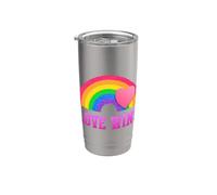 Gráfico retro Love Wins con forma de corazón arcoíris Vaso térmico de acero inoxidable de doble pared