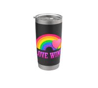 Gráfico retro Love Wins con forma de corazón arcoíris Vaso térmico de acero inoxidable de doble pared