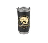 Gráfico retro Sunburst del Parque Nacional Mount Rainer Washington Vaso térmico de acero inoxidable de doble pared