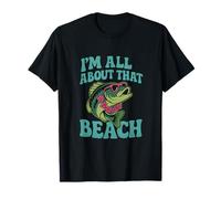 Gráfico retro veraniego All About That Beach Lubina Fish Camiseta