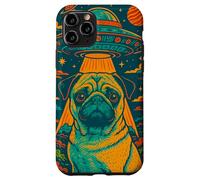 Gráfico retro vintage divertido y lindo pug y ovni Carcasa para iPhone 11 Pro