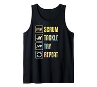 Gráfico Simple de Rugby Scrum Tackle Try Repeat Camiseta sin Mangas