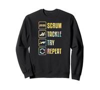 Gráfico Simple de Rugby Scrum Tackle Try Repeat Sudadera