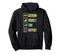 Gráfico Simple de Rugby Scrum Tackle Try Repeat Sudadera con Capucha