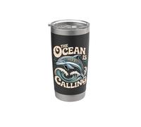 Gráfico The Ocean Is Calling Dolphin para amantes del mar Vaso térmico de acero inoxidable de doble pared