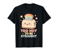 Gráfico Too Hot to Be Straight Kawaii Rainbow Toaster Pride Camiseta