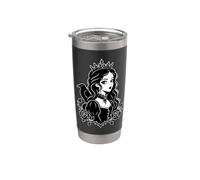 Gráfico victoriano de dibujos animados oscuros de Gothic Princess Raven Vaso térmico de acero inoxidable de doble pared