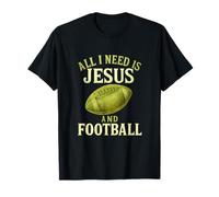 Gráfico vintage de All I Need Is Jesus and Football Camiseta