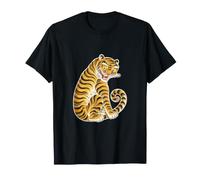 Gráfico Vintage de Arte Popular Coreano de Minhwa Tiger Camiseta