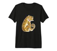 Gráfico Vintage de Arte Popular Coreano de Minhwa Tiger Camiseta Premium