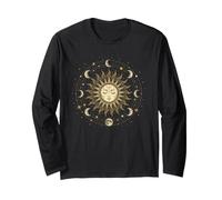 Gráfico Vintage de Celestial Sun Mandala Moon Phase Manga Larga