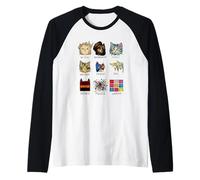 Gráfico Vintage de Gato de Aspecto Genial Pintor de Historia del Arte Famoso Camiseta Manga Raglan