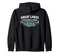 Gráfico Vintage de Great Lakes Shoreline Living Sudadera con Capucha