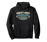 Gráfico Vintage de Great Lakes Shoreline Living Sudadera con Capucha