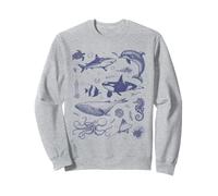 Gráfico vintage de los años 90 de Ocean Life Sea Aesthetic Dolphin Beach Sudadera