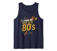 Gráfico Vintage de Memory Lane Take Me Back to The 80's Camiseta sin Mangas, Hombre, Azul Marino, XXL