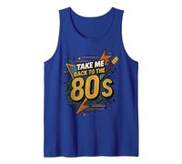 Gráfico Vintage de Memory Lane Take Me Back to The 80's Camiseta sin Mangas, Hombre, Azul Real, XL