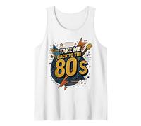 Gráfico Vintage de Memory Lane Take Me Back to The 80's Camiseta sin Mangas, Hombre, Blanco, XXL