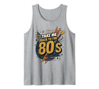 Gráfico Vintage de Memory Lane Take Me Back to The 80's Camiseta sin Mangas, Hombre, Gris Jaspeado, XL