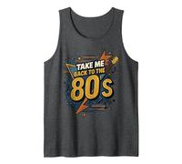 Gráfico Vintage de Memory Lane Take Me Back to The 80's Camiseta sin Mangas, Hombre, Jaspeado Oscuro, M