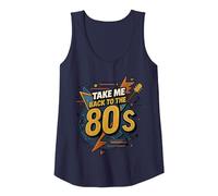 Gráfico Vintage de Memory Lane Take Me Back to The 80's Camiseta sin Mangas, Mujer, Azul Marino, M