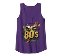 Gráfico Vintage de Memory Lane Take Me Back to The 80's Camiseta sin Mangas, Mujer, Morado, M