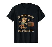 Gráfico vintage de monopatín «Prefiero patinar que ver la televisión» Camiseta
