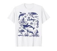 Gráfico vintage de tortuga tiburón y pulpo de Ocean Wildlife Camiseta