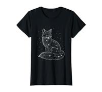 Gráfico Vintage de Vida Salvaje con diseño de Fox Nature Lover, Cielo Estrellado Camiseta gráfica económica, Mujer, Negro, L