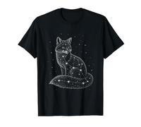 Gráfico Vintage de Vida Salvaje con diseño de Fox Nature Lover, Cielo Estrellado Camiseta gráfica económica, Hombre, Negro, S