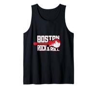Gráfico vintage del horizonte de Boston dentro de una guitarra, bajo, fan del rock Camiseta sin Mangas