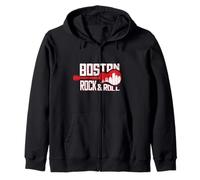Gráfico vintage del horizonte de Boston dentro de una guitarra, bajo, fan del rock Sudadera con Capucha