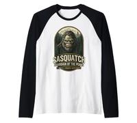 Gráfico Vintage del noroeste del Pacífico de Sasquatch Guardian Peaks Camiseta Manga Raglan