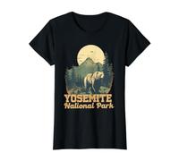 Gráfico Vintage del Oso de Yosemite Sunset Forest Camiseta gráfica económica, Mujer, Negro, M