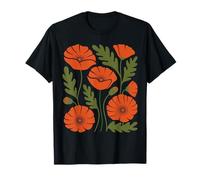 Gráfico vintage floral de amapola silvestre para mujer, lindo e informal Camiseta