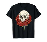 Gráfico WABI Sabi con Forma de Calavera de Kintsugi, Rosa roja, gótica y resiliente Camiseta