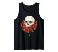 Gráfico WABI Sabi con Forma de Calavera de Kintsugi, Rosa roja, gótica y resiliente Camiseta sin Mangas