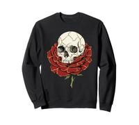 Gráfico WABI Sabi con Forma de Calavera de Kintsugi, Rosa roja, gótica y resiliente Sudadera