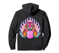 Gráfico Y2K Tiger sosteniendo una Esfera de Discoteca Rosa Sudadera con Capucha